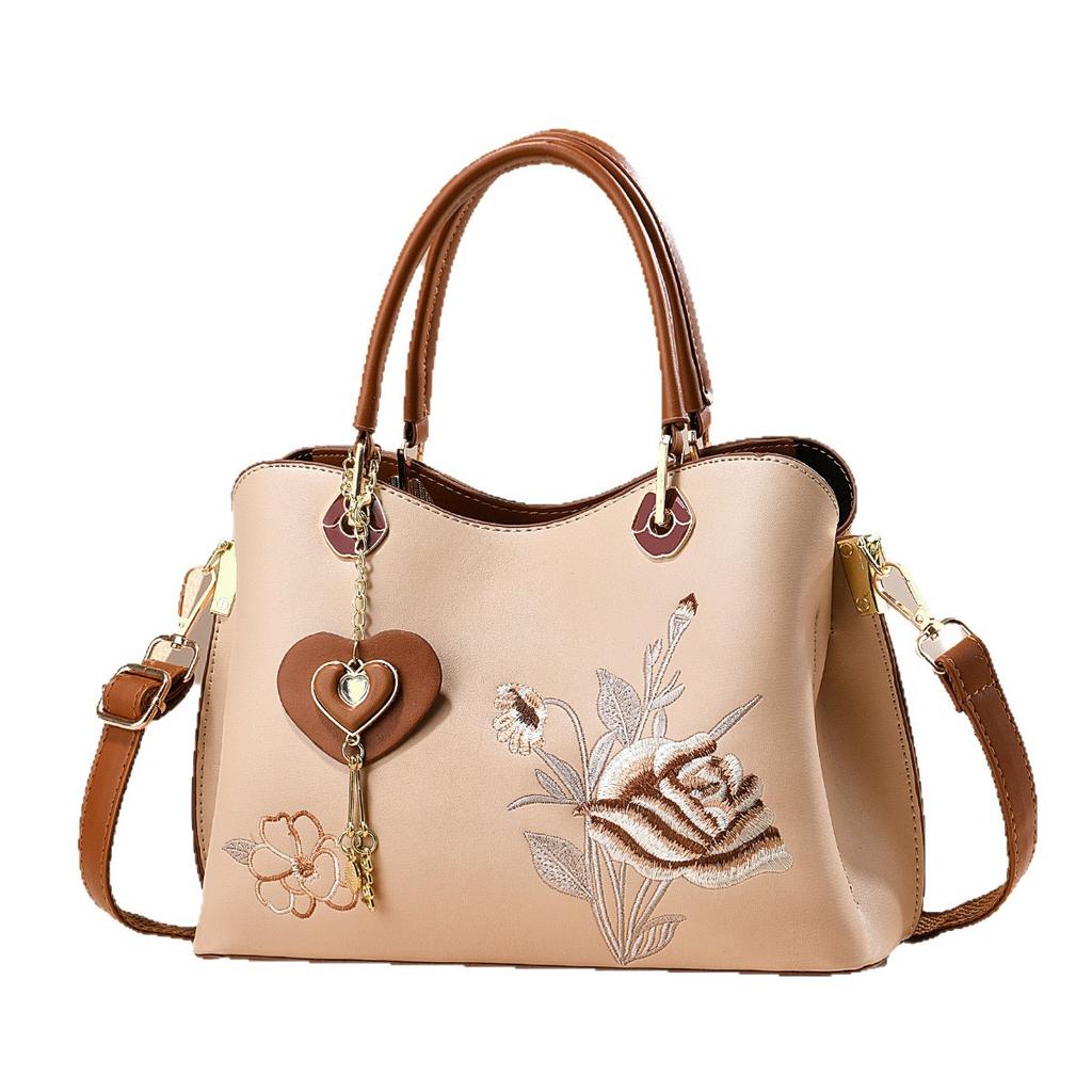 Vintage National Embroidery Ladies Handbag, High-End Spacious Multiway Bag As Holiday Present For Mothers