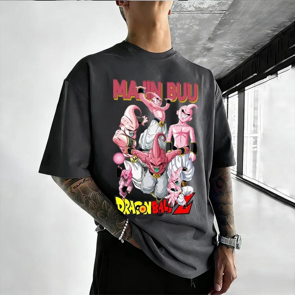 Dragon Ball Z "Majin Buu All Forms" Anime Black Oversized T-Shirt Oversized Streetwear Pop Rock Concert Fan Merch T-Shirt