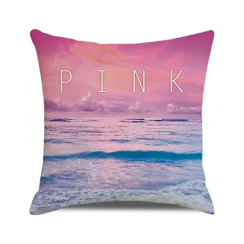 Seascape Theme Decorative Pillow Case Letter Beach Ocean Animals and Plants Home Hotel Living Room Sofa Cushion Cover