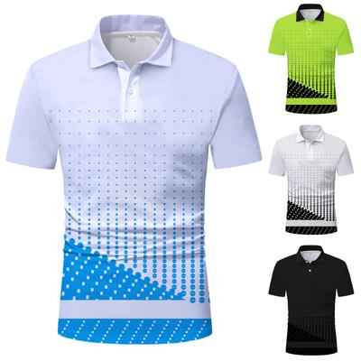 Men's Casual Color Printed Loose Short Sleeve T-Shirt Po Lo Shirt