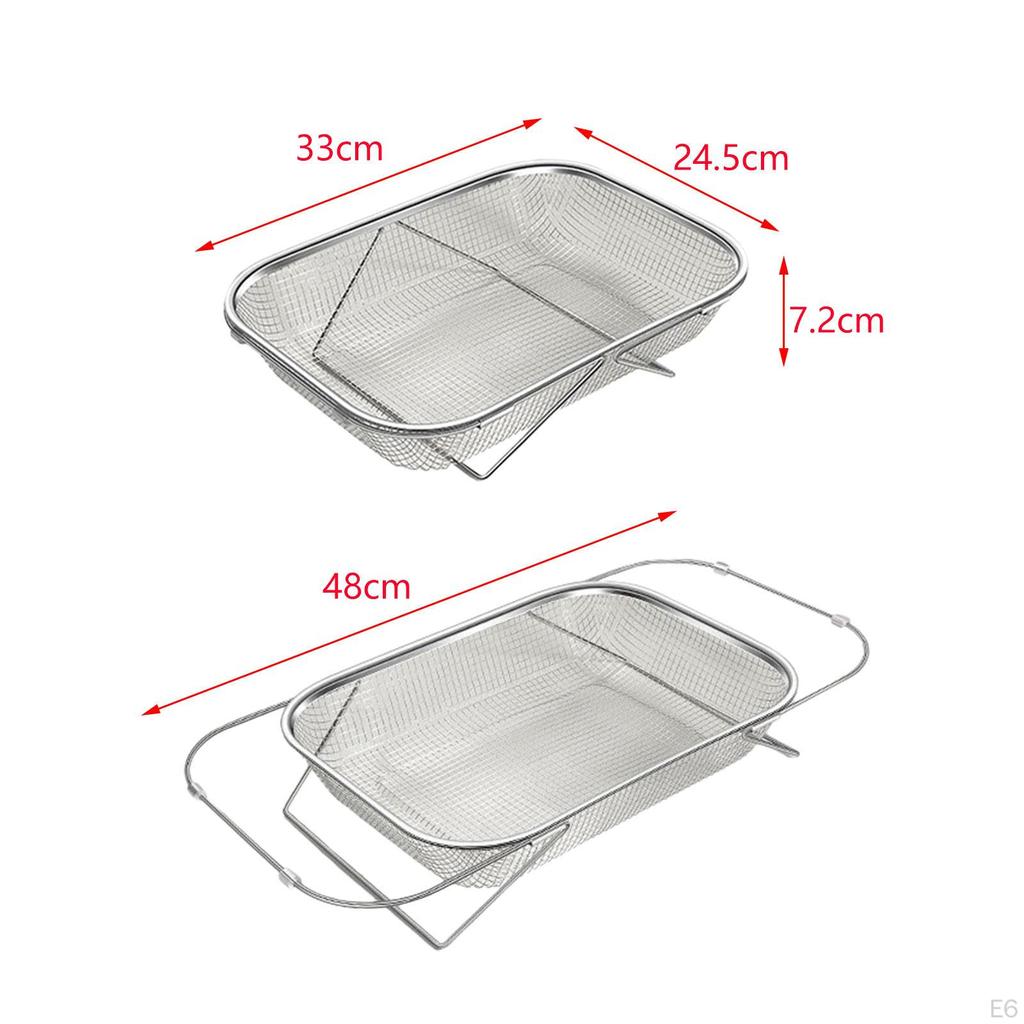 Cestello di scarico per lavello, cestello per il lavaggio, portaoggetti pieghevole sopra lo scolapasta inossidabile