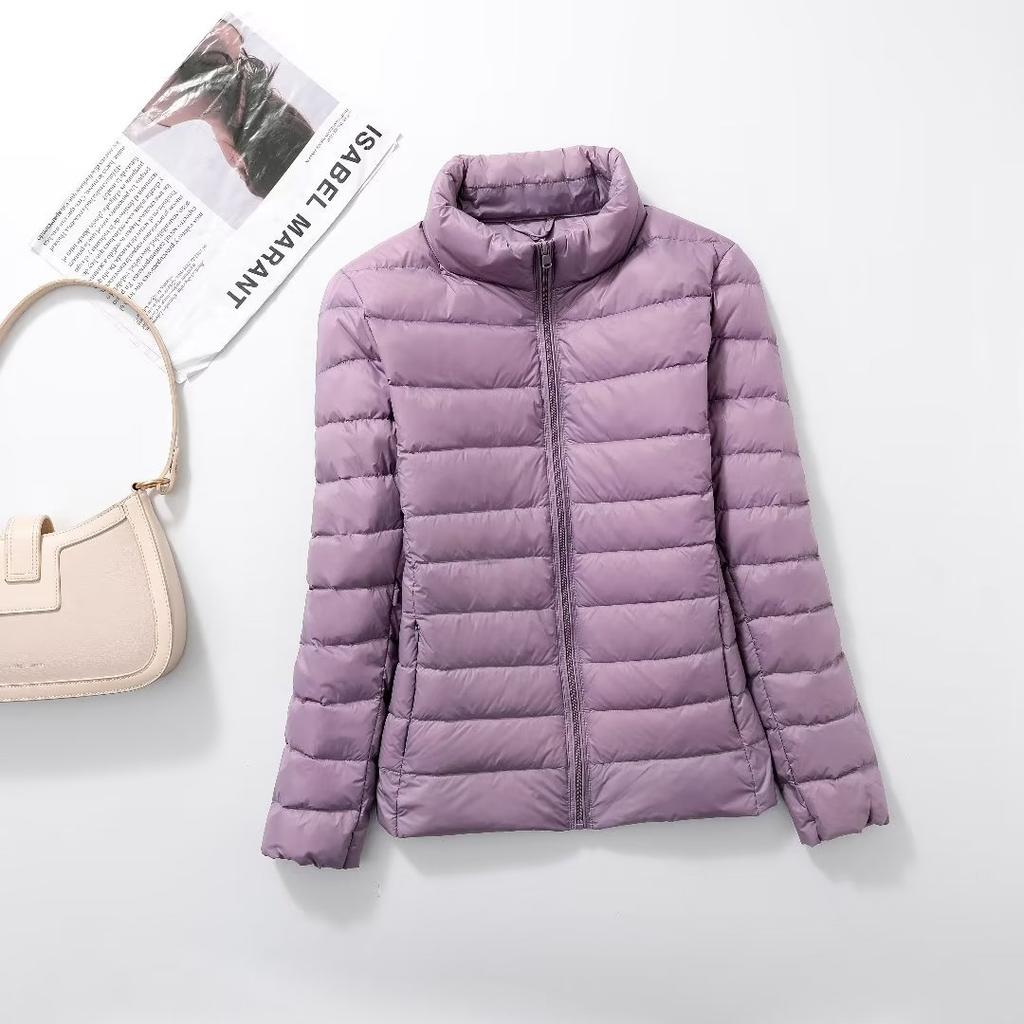 Autumn and Winter New Light and Thin Down Jacket Women's Stand-up Collar Slim-fitting Short Fattened and Enlarged Down Jacket