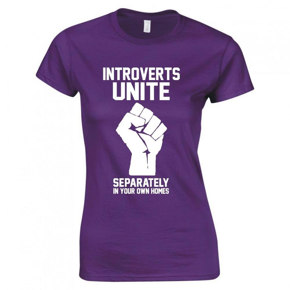 Divertente T-shirt aderente "Gli Introversi si Uniscano"
