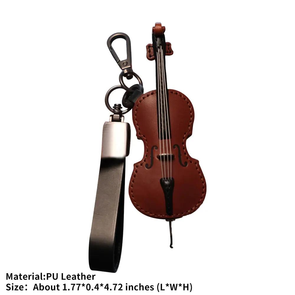 Crafted Leather Violin & Cello Keychain,musical Instrument Keychain, Miniature Music Violin Pendant Keyring for Music Lover