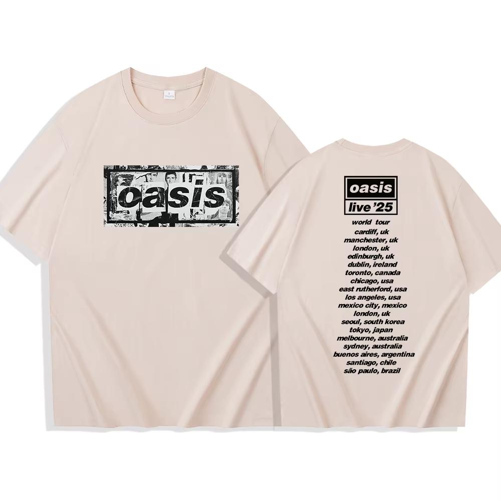 Oasis Reunion Tour 2025 Men Women Cotton T-shirt Harajuku O-neck Oasis Live 25 Tour Merch Fashion T Shirt Gift for Fans