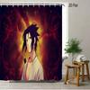 Dragon Ball Z Majin Buu (Fat Buu) Cheerful Pose Scene 2D Print Waterproof Shower Curtain, Vibrant Solid Purple Background With P