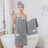 Large Women's Double Tone Strapless Shower Dress Set, Cute Knitted Pineapple Plaid New Item, Wearable Bath Towel