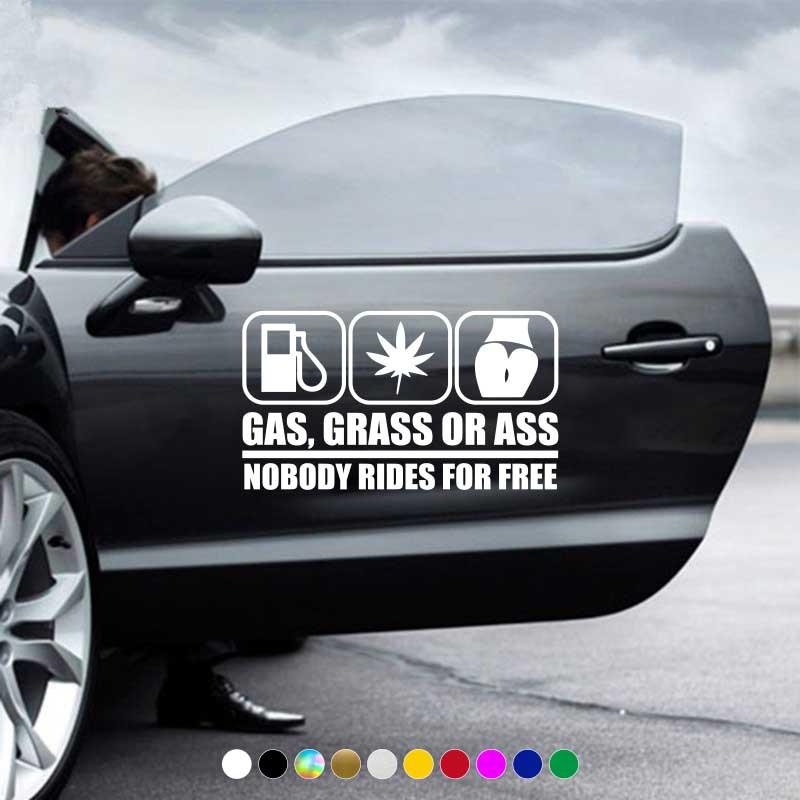 GAS, CRASS OR ASS NOBODY RIDES FOR FREE Car Stickers, Automobile Trucks Windows Bumper Car Accessories Waterproof Viny Decal