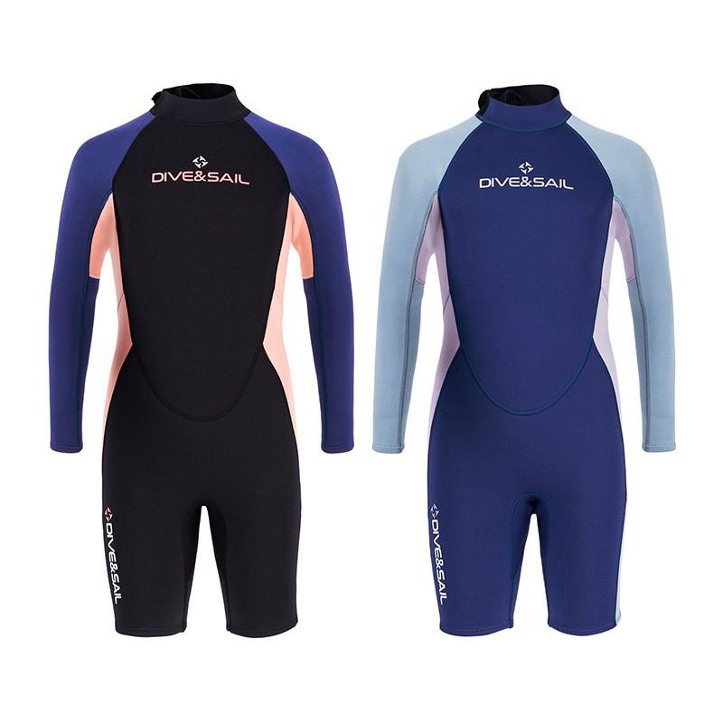 DIVESAIL 2.5mm Neoprene Wetsuit Girls Kids Snorkeling Diving Surfing Water Sports Full Body Thermal Protection