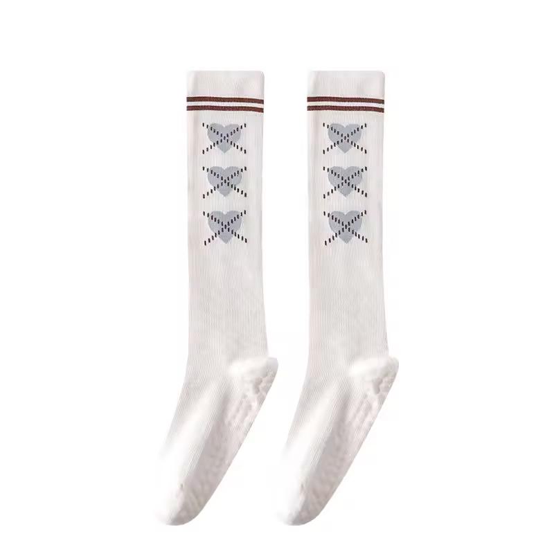 Knee High Heart Pattern Grip Breathable Comfortable Soft Pilates Fitness Exercise Studio Home Cotton Flexible Warm Yoga Socks