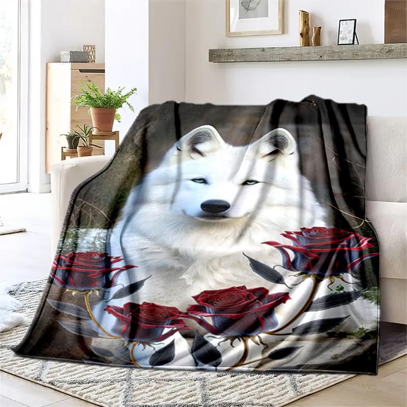 1PC Wolf Elements printed blanket, all season lightweight home office outdoor nap multifunctional blanket A7