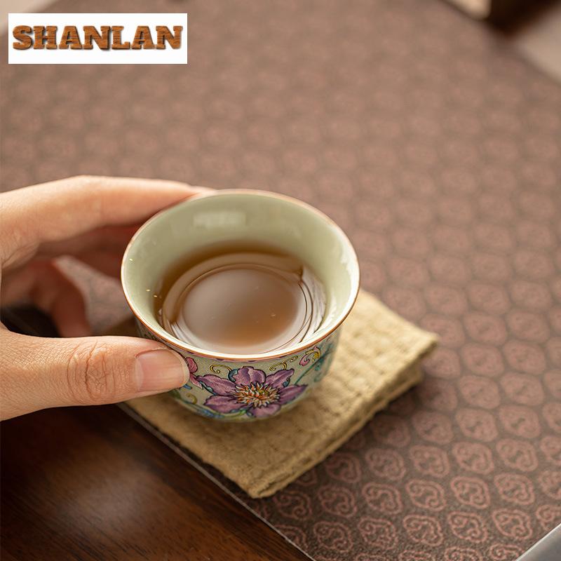 70ml Chinese Enamel Colored Palace Ceramic Tea Cup Handmade Tea Bowl Household Teaware Master Teacup Travel Meditation Cup Mugs