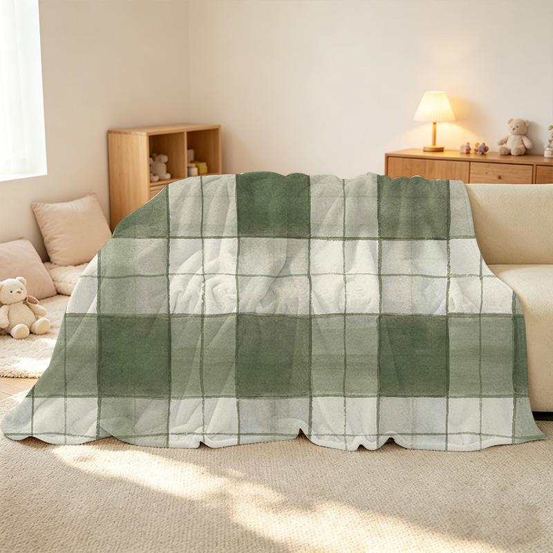 Skin-Friendly Soft Flannel Blanket, Minimalist Plaid Design, Cozy Warm Throw for Home, Couch Naps, Christmas & Halloween