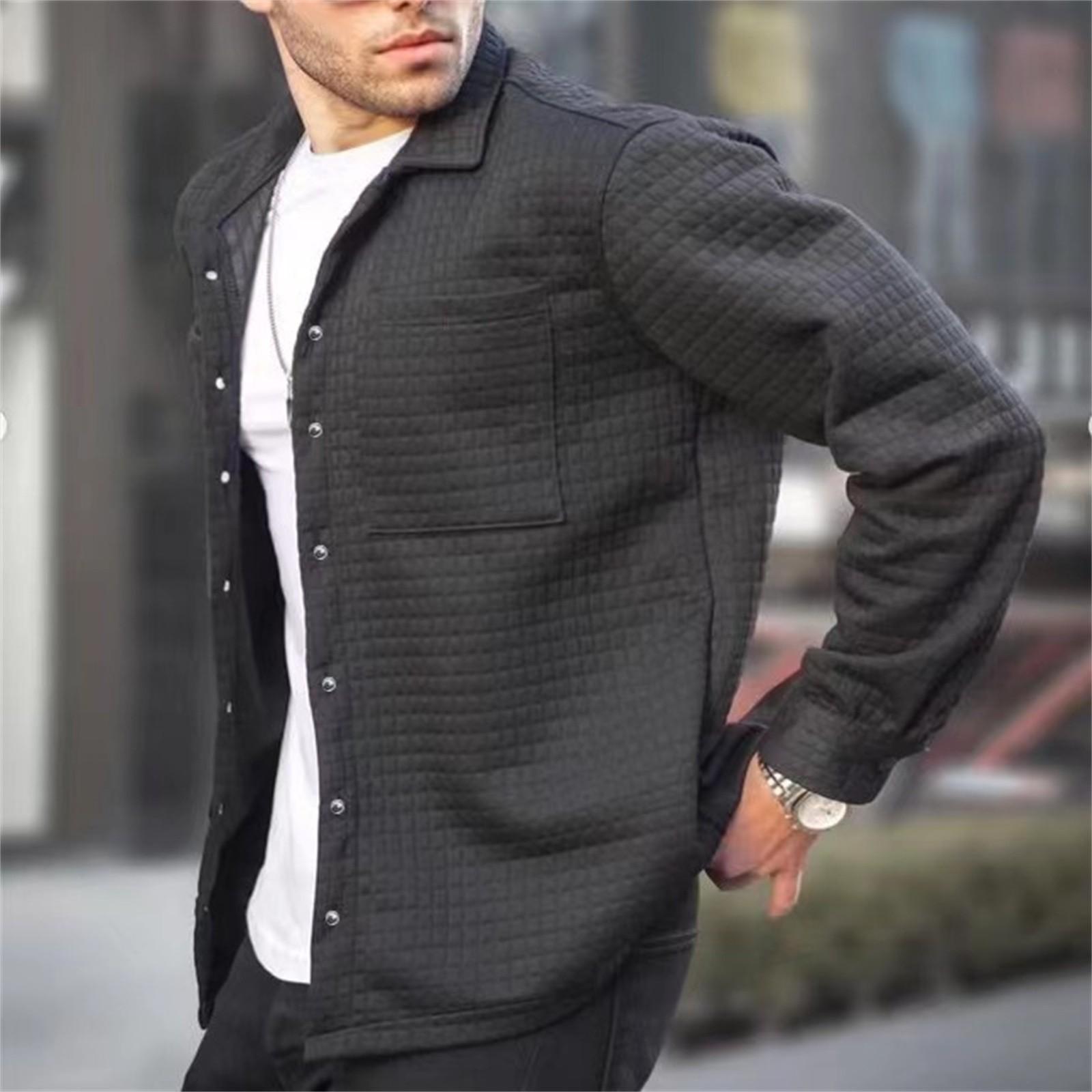 

Мужской новый большой размер мужской кардиган маленький клетчатый мужской модный пальто повседневный худи M чёрный