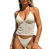 2026 New European and American Lace-up Bikini Neck Two-piece Swimsuit Women's Pure Desire Vacation Hot Spring Swimsuit