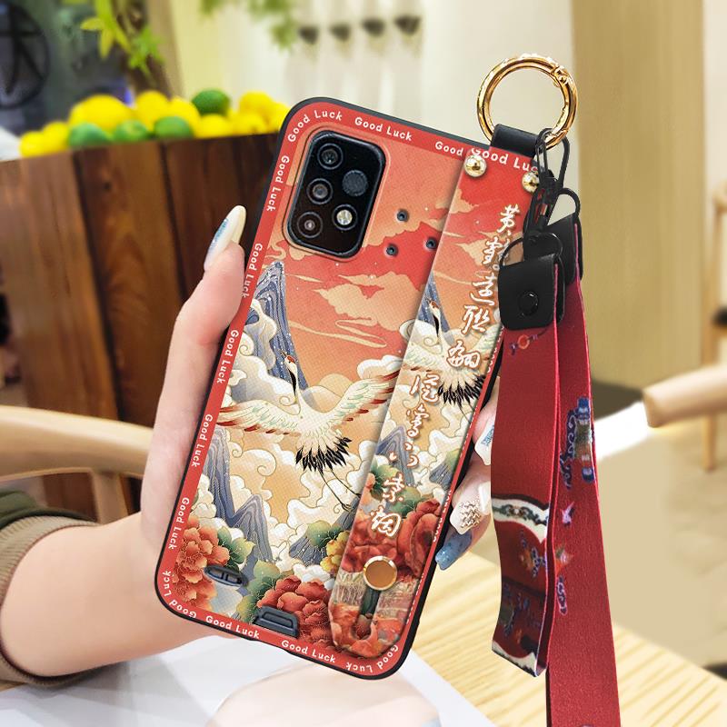 Dirt-resistant For Mom Phone Case For UMIDIGI Bison GT2/GT2 Pro Silicone Lanyard Chinese style Wrist Strap Kickstand