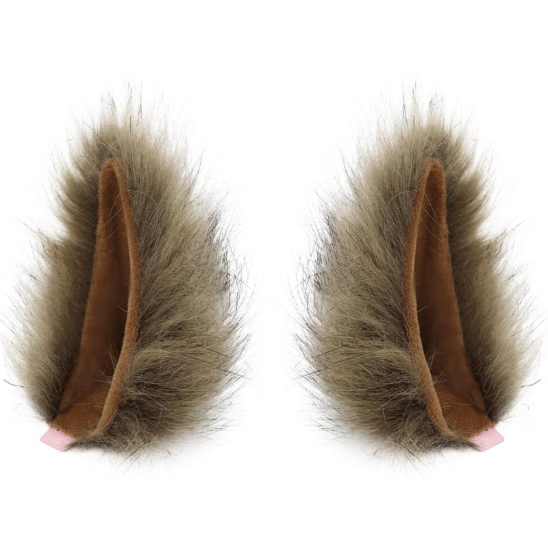 2Pcs Plush Animal Ear Headband Hairpin For Women Girls And Kids Soft Hair Accessory For Cosplay Party Halloween