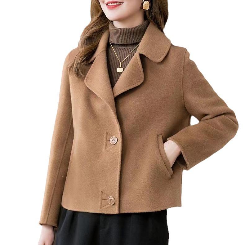 Dam Petite Dubbelsidig Ull Höstkappa - Trendiga 2025 Korta Ytterkläder