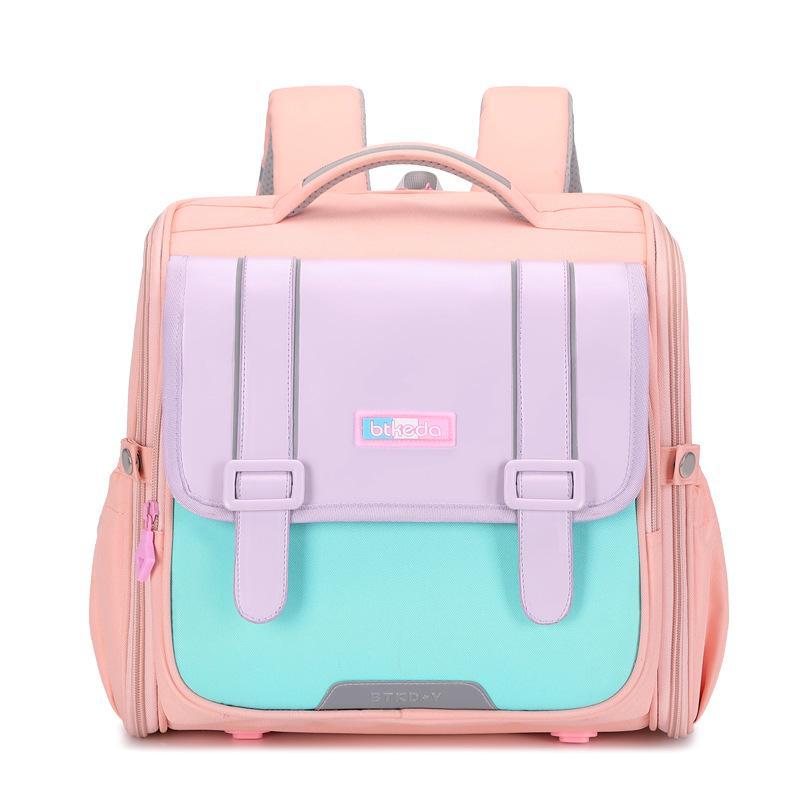 British Style Lightweight Backpack for Elementary Students, Spine Protection, Large Capacity, Grades 1-4