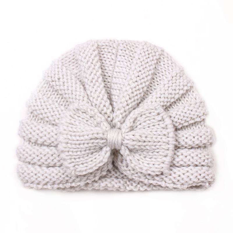 Autumn and Winter New Baby Bow Hat, Children's Knitted Warm Wool Hat, Baby Fetal Hat