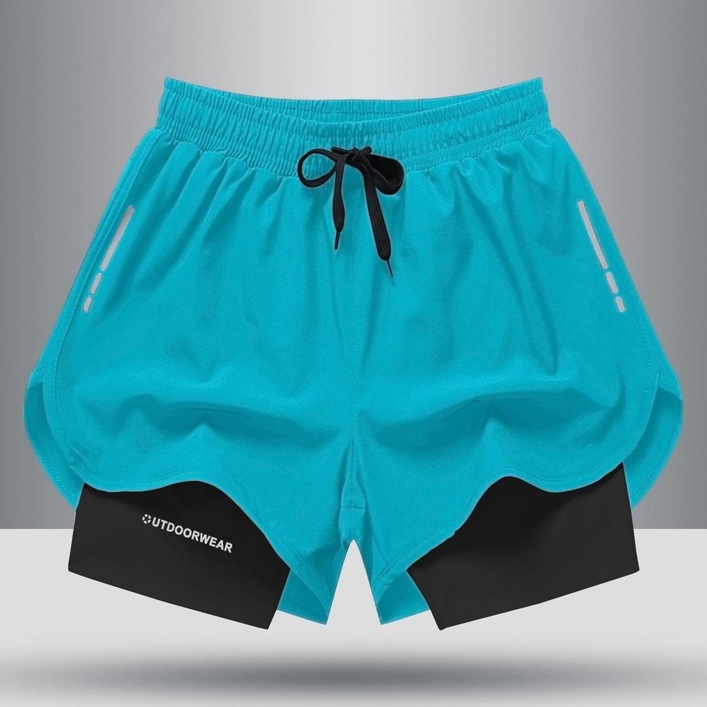 Men's Quick-Dry Three-Quarter Double Layer Sports Shorts For Basketball Marathon Running Swimming