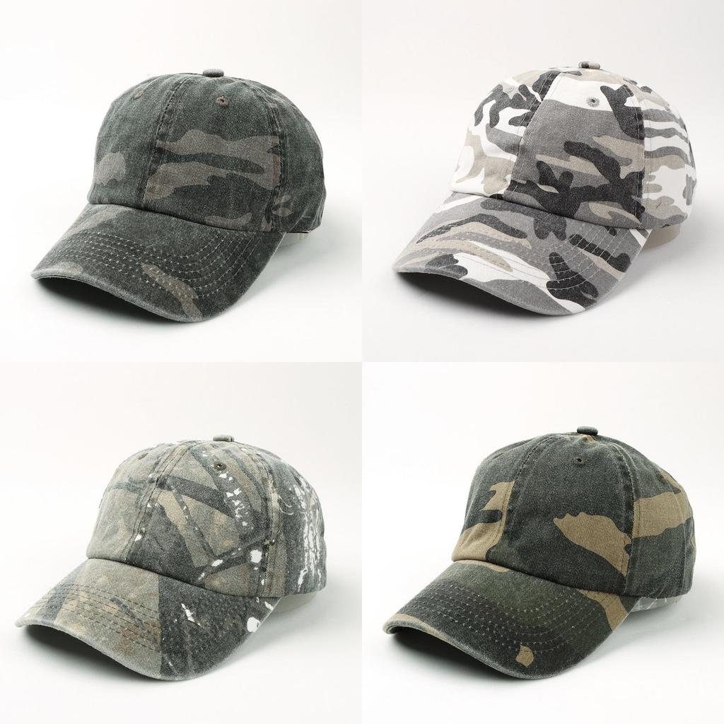 Cotton Washable Camouflage Baseball Cap With Curved Brim For Summer Casual Wear