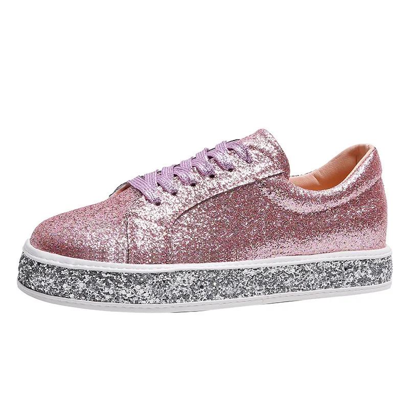 Fashion Sequins Women Vulcanize Shoes Platform Sneakers Crystal Bling Shoes Girl Flats Glitter Casual Sneaker Female Breathable Shoe