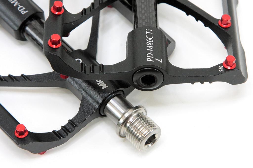 MicrOHERO Ultra Light Titanium Alloy Shaft 3 Sealed Bearing Compact Pedals Carbon Road Bike Flat Pedals Bike/Mountain Black/Red (PD-M86CTi 220g)