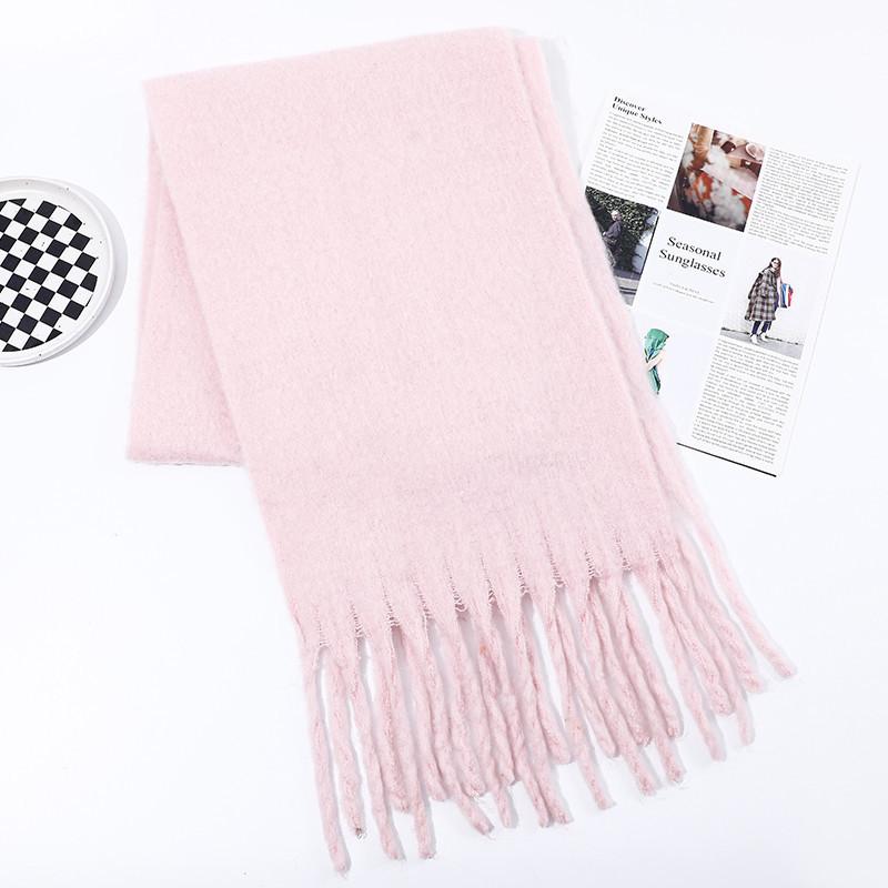 Imitation Cashmere Scarf for Women Winter Warm Thickening New Solid Color Scarf for Men Thick Tassel Woolen Scarf