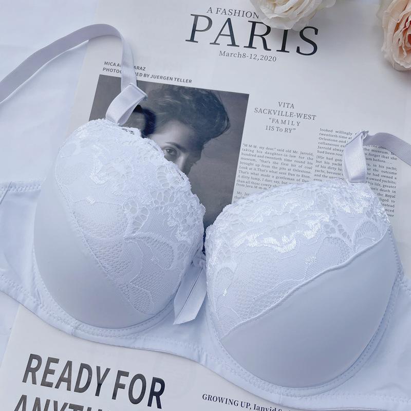 Sexy plus-size lace bra, thin cup gathering and adjusting upper support underwear