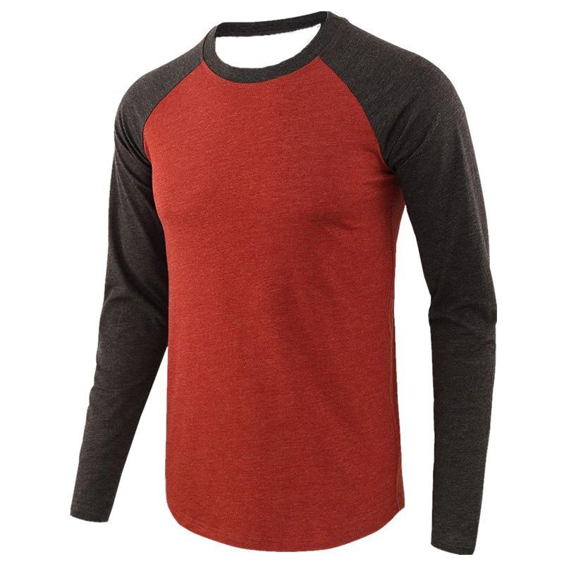 Men Raglan Long Sleeve Baseball T Shirt Crew Neck Color Block Casual Contrast Sleeve Tee