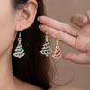 Luxurious European-American Christmas Tree Earrings with Inlaid Diamonds - Sweet, Versatile Design