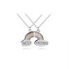 European American Rainbow Cross Necklace: Best Friends 2-Petal Patchwork Design