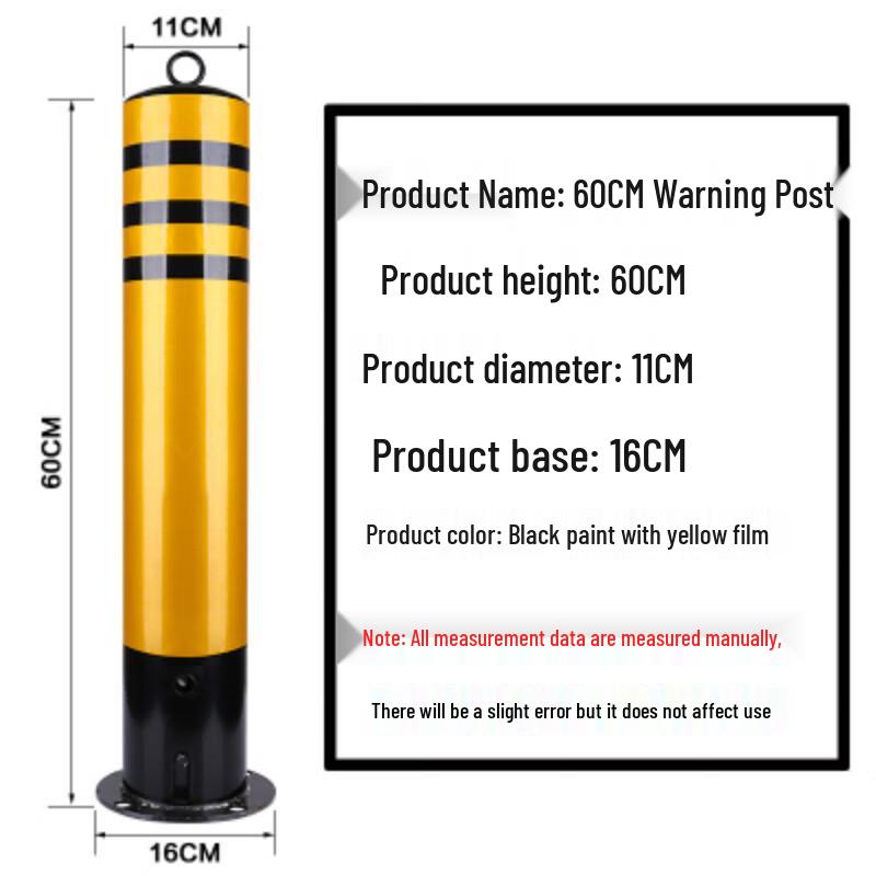 Steel Reflective Anti-Collision Warning Post 114*600mm Movable Full Film Lifting Ring