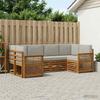 Corner Sofa Set with Cushions 5 pcs Natural and Light Grey
