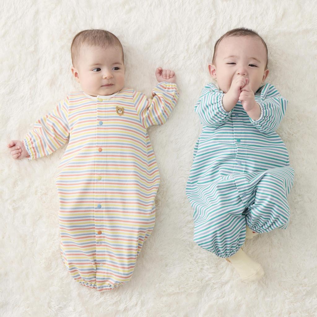 MIKIHOUSE HOT BISCUITS Two-Way All-in-One, Boys' and Girls' Baby/Kids' Clothing, Multicolor, Size 50 (50-60cm), 70-2614-149
