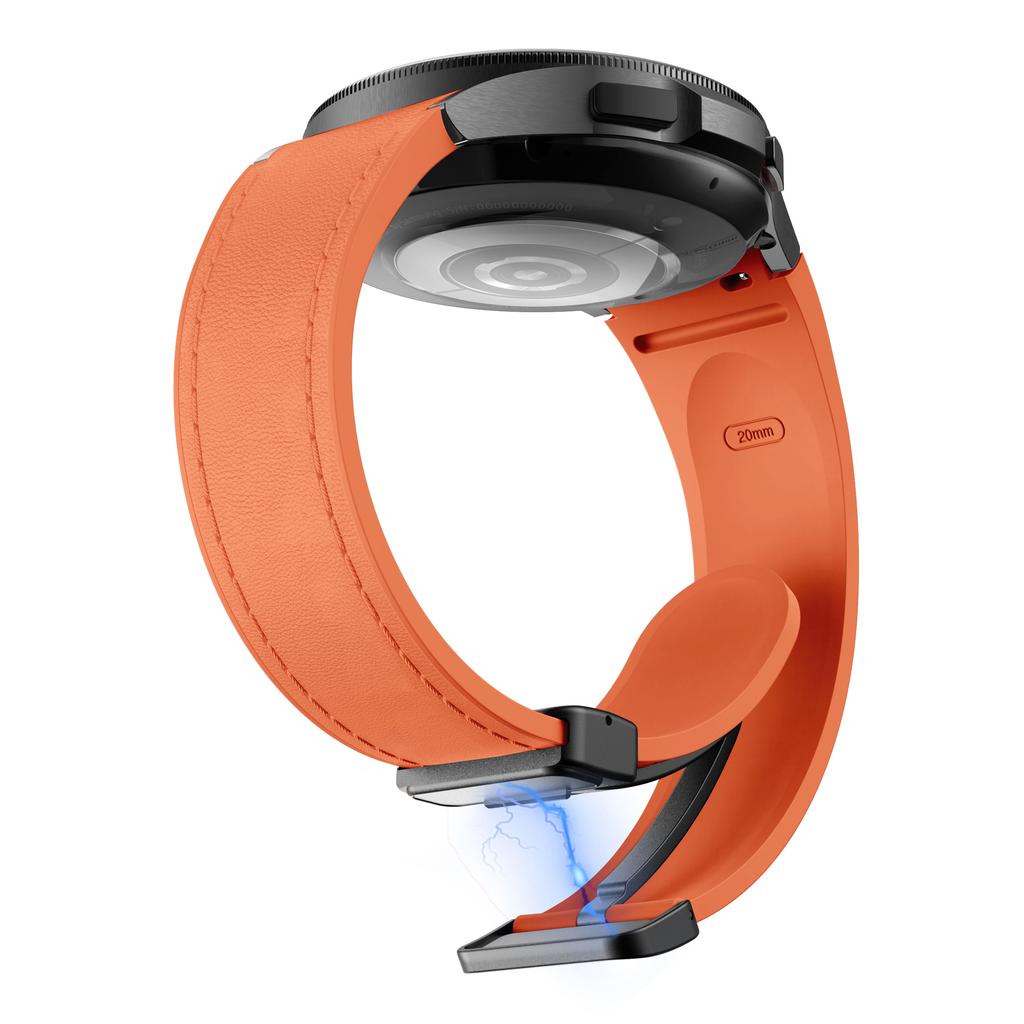 For Samsung Watch FE 40mm/Watch4 Classic Active/Watch 5/Watch6 Classic Silicone+Leather Band Smartwatch Strap