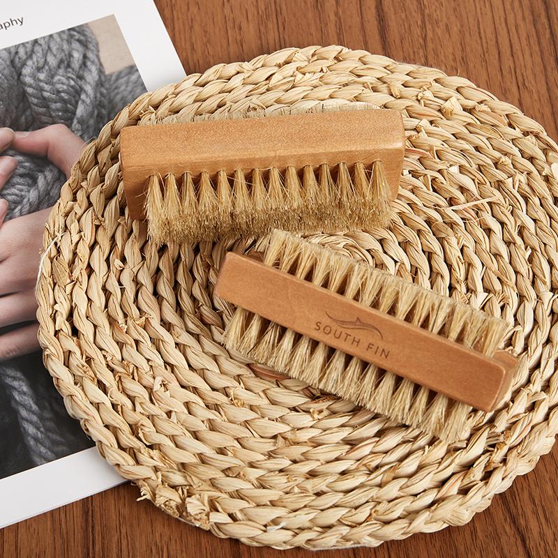 Wooden Nail Brush Scrubbing Finger Toe Washing Up Double Sided Bristles Square