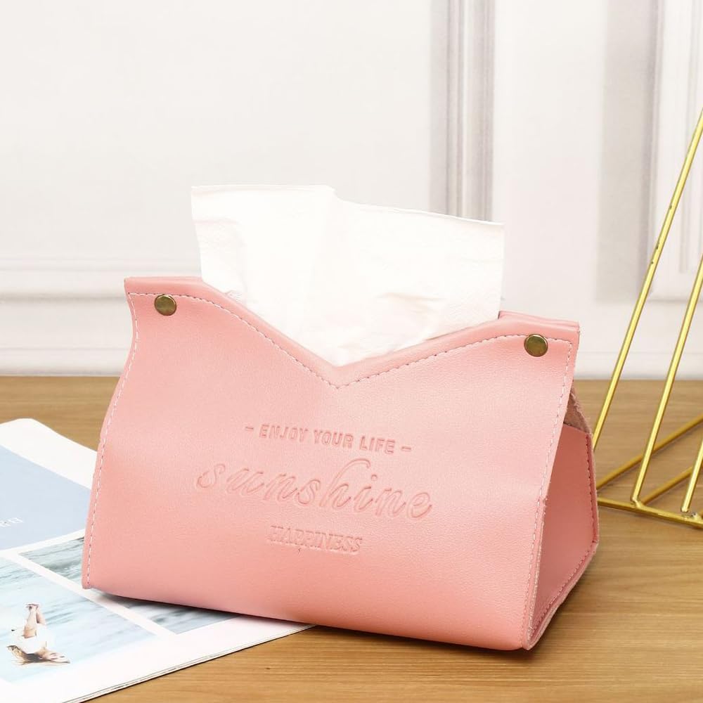 LOYELEY Tissue Box, Stylish Scandinavian Design with Cover, PU Leather, for Soft Packs, Interior Storage, Space-Saving Storage, Bathroom Storage
