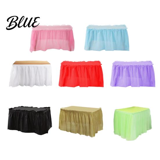 Birthday Party Table Plastic Fine Adhesive Strip Waterproof with Skirt Disposable 420x70cm Heavy-Duty Dining Cover