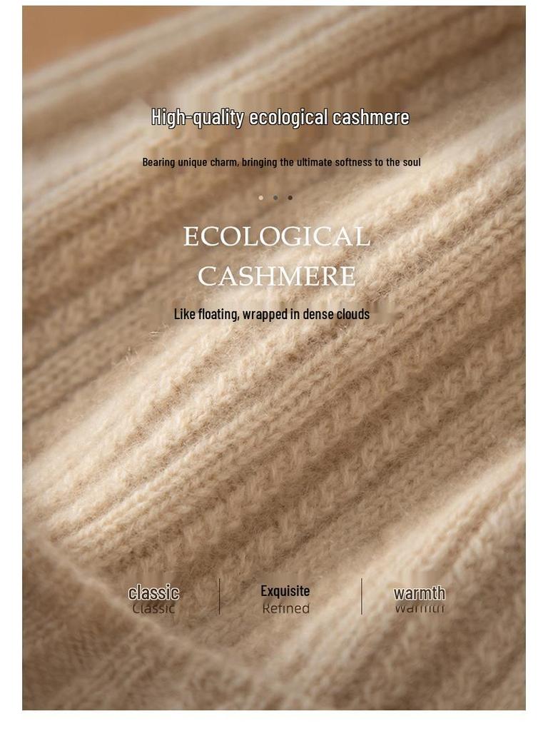 Women's British Style Pure Cashmere Knitted Hat: Solid Color, Ear Protection, Warm for Autumn and Winter.