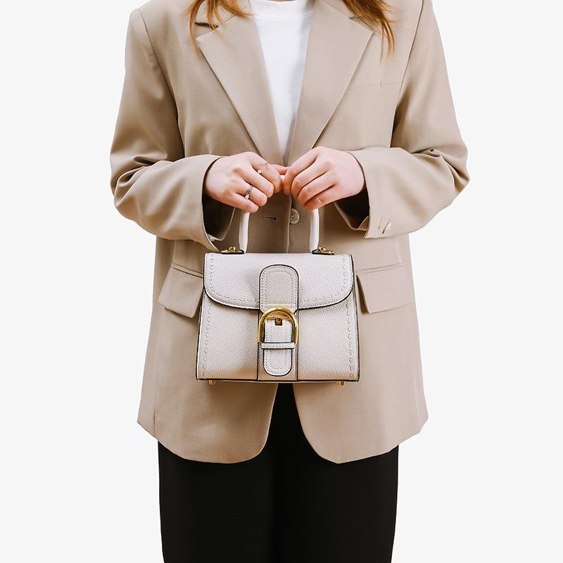 VEZFAA 2025 New Style Trendy Horseshoe Buckle Women's Bag Genuine Leather Saddle Bag High-grade Cowhide Handbag Kelly Bag Shoulder Messenger Bag