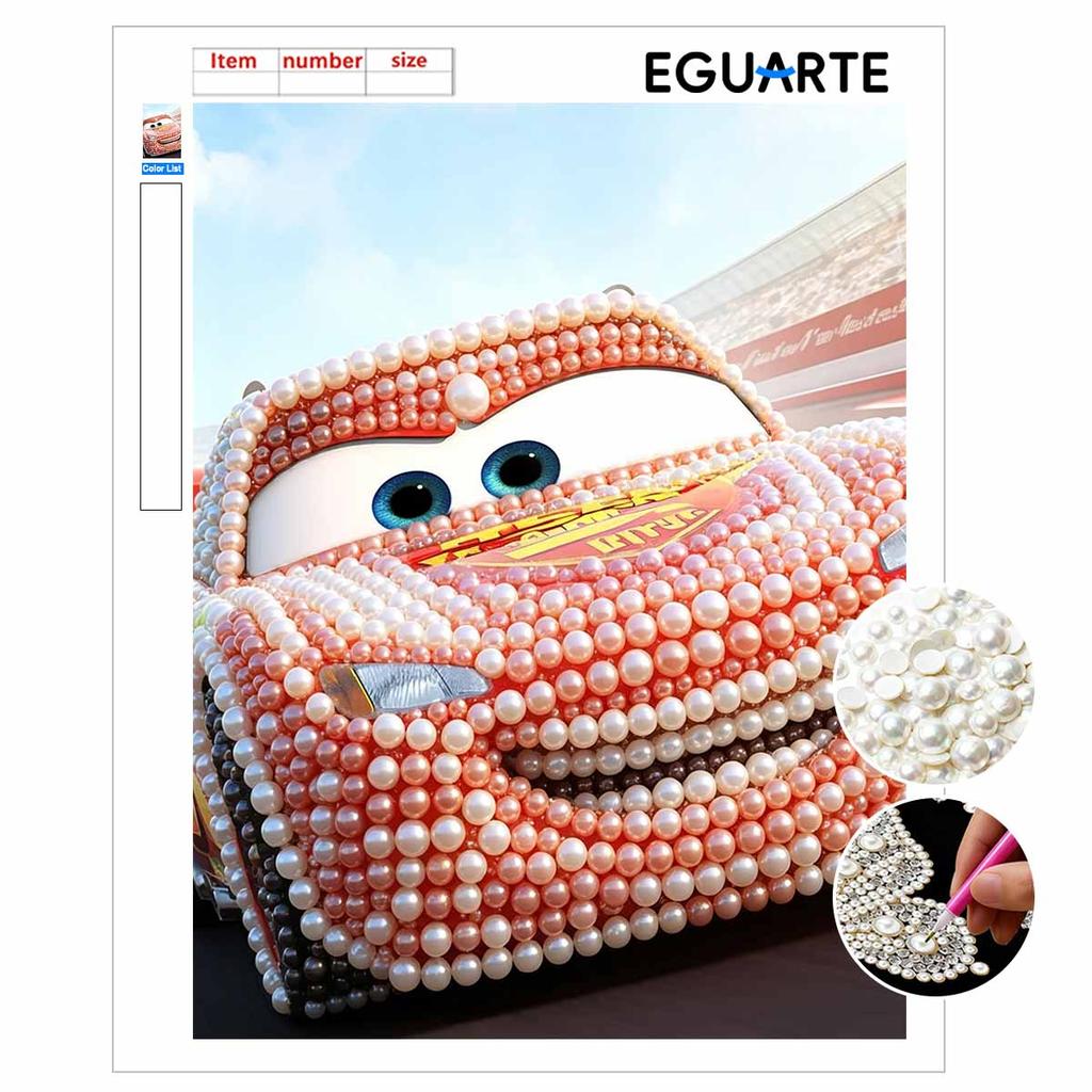 Disney Pearl Art Painting Lightning McQueen Handmade diy5D Pearl Gem Painting Pictures Crafts Special Shape Home Wall Decoration