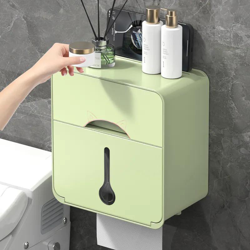 Punch-free Toilet Tissue Box Paper Roll Paper Box Household Toilet Paper Rack Waterproof Tissue Holder