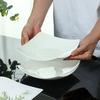 Taoxianghui Ceramic Plates, Underglaze Colored Square Pure White Dinner Plates And Fruit Plates, 8-Inch Bone China Deep Plates, Set of 2