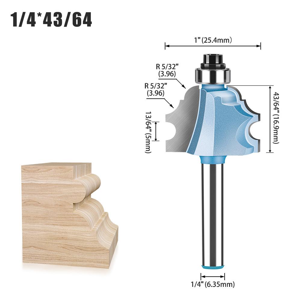 Small Corner Round Router Bit Wood Edging Engraving Cutter Bit Door Molding Bit Woodworking Milling