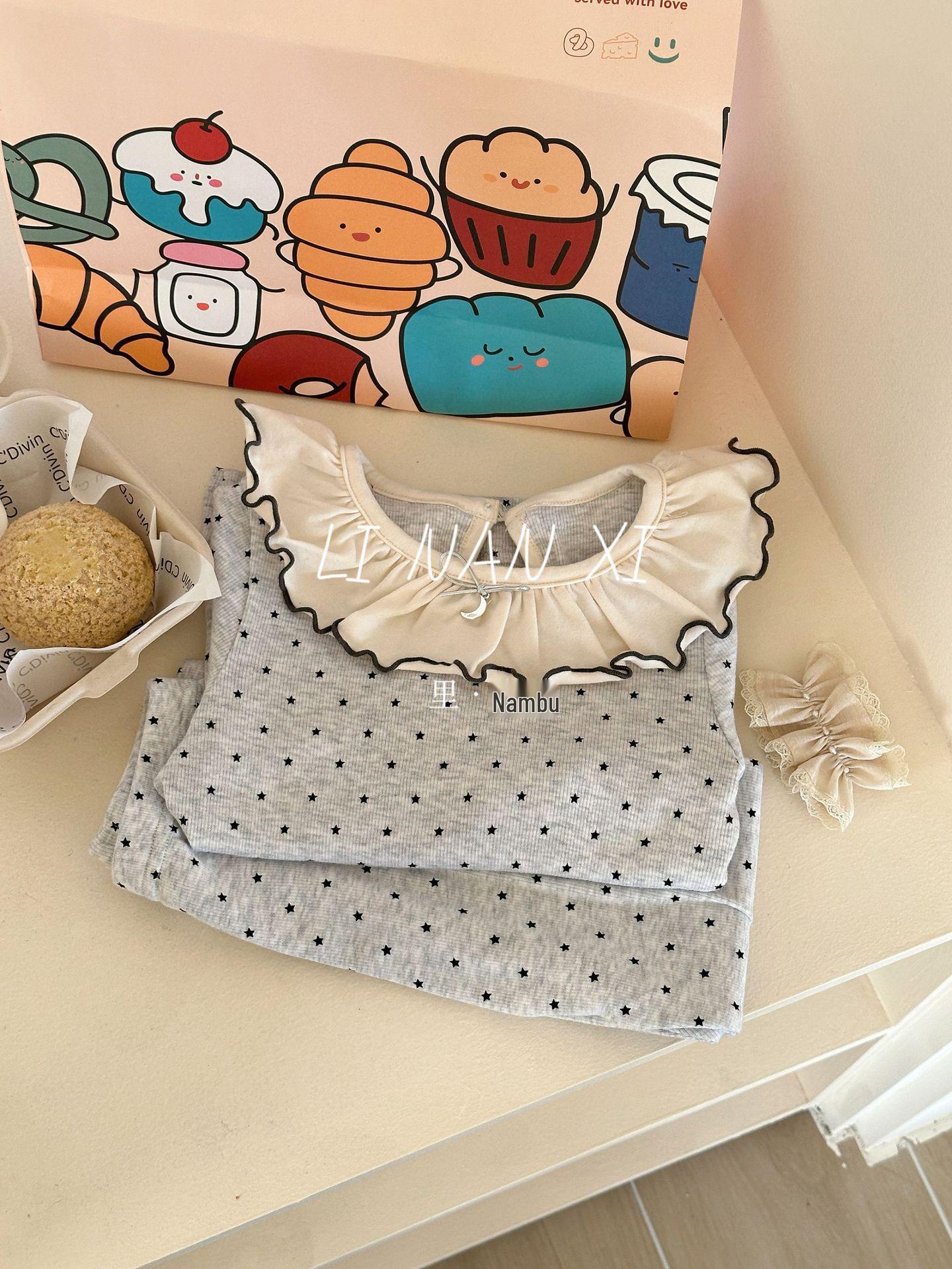 

Детский пижамный комплект с оборками - Весенний стиль принцессы 120cm