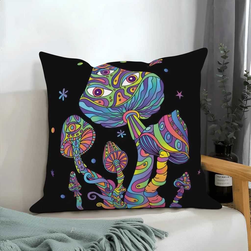 Fantasy Pilz Pflanze Blume Muster Kissenbezug Zuhause Wohnzimmer Sofa Dekoration Quadratisch