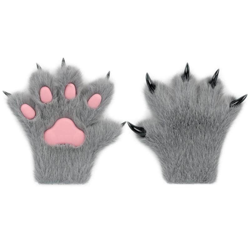 Gants Patte de Chat en Peluche Costume Cosplay Adulte Halloween Convention Anime Accessoire Costume Poilu