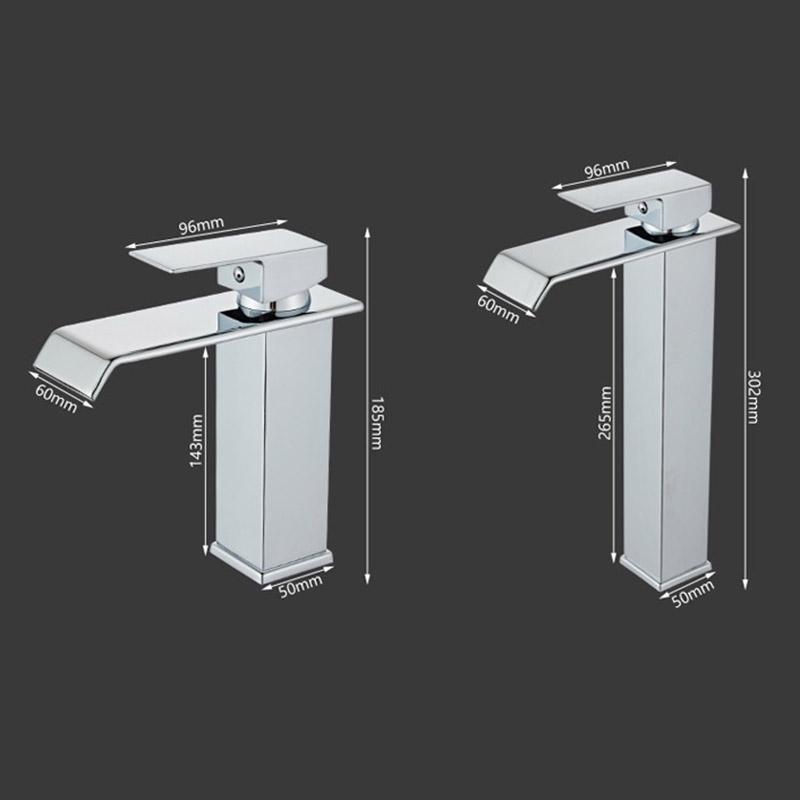 Waterfall Stainless Steel Hot and Cold Water Faucet Above Counter Basin Bathroom Splash-proof Basin Faucet